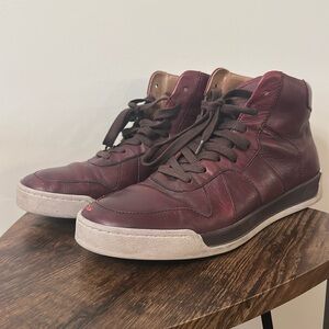 John Varvatos Burgundy High Top Sneakers 8.5